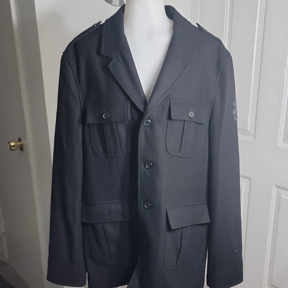 Men's Black Nautica Jeans Co.Military Style Jacket NWOT XL